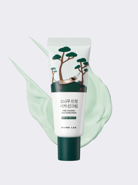Успокаивающий солнцезащитный крем с экстрактом сосны и центеллы Round Lab Pine Calming Cica Sunscreen SPF50+ PA++++