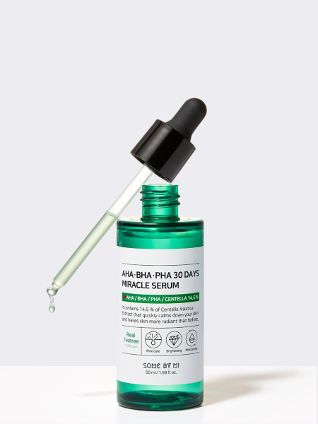 Успокаивающая сыворотка с тремя видами кислот и центеллой Some By Mi AHA BHA PHA 30 Days Miracle Serum Успокаивающая сыворотка с тремя видами кислот и центеллой Some By Mi AHA BHA PHA 30 Days Miracle Serum