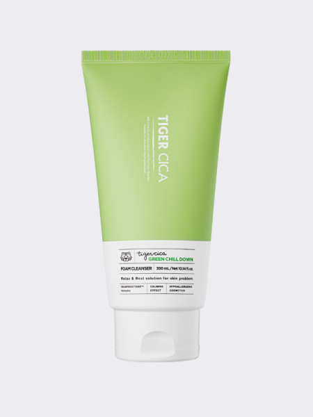 Успокаивающая пенка для лица с экстрактом центеллы азиатской It's Skin Tiger Cica Green Chill Down Foam Cleanser Успокаивающая пенка для лица с экстрактом центеллы азиатской It's Skin Tiger Cica Green Chill Down Foam Cleanser