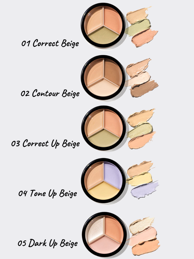 Палетка кремовых корректоров в светло-бежевых оттенках The Saem Cover Perfection Triple Pot Concealer 03 Correct Up Beige