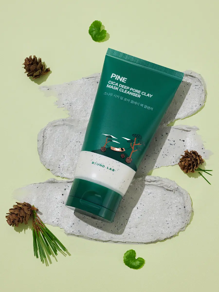 Глубокоочищающая маска-пенка с экстрактом сосны и центеллы Round Lab Cica Deep Pore Clay Mask Cleanser