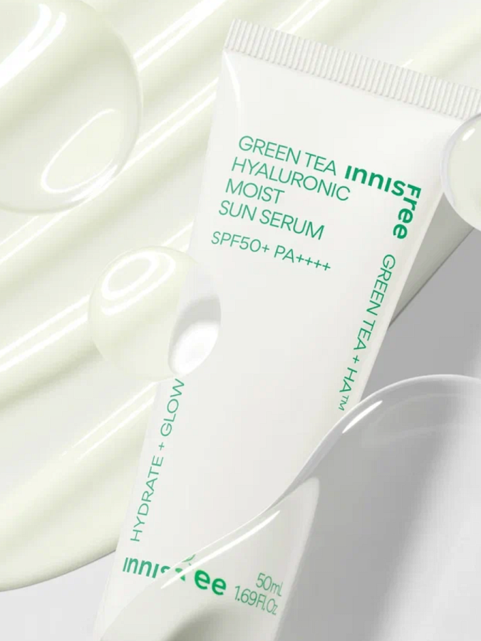 Солнцезащитный флюид с экстрактом зеленого чая innisfree Green Tea Hyaluronic Moist Sun Serum SPF50+ PA++++