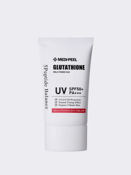Солнцезащитный крем для лица с глутатионом MEDI-PEEL Bio-Intense Glutathione Mela Toning Sun Cream SPF 50+ PA++++ Солнцезащитный крем для лица с глутатионом MEDI-PEEL Bio-Intense Glutathione Mela Toning Sun Cream SPF 50+ PA++++