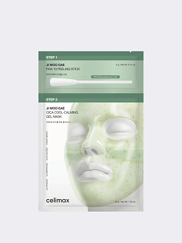 Двухступенчатая гидрогелевая маска с экстрактом центеллы Celimax Ji Woo Gae Cica PHA Peel 2-step Gel Mask