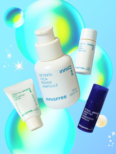 Подарочный набор для ухода за кожей с экстрактом центеллы и ретинолом Innisfree Retinol Cica Repair Ampoule Set