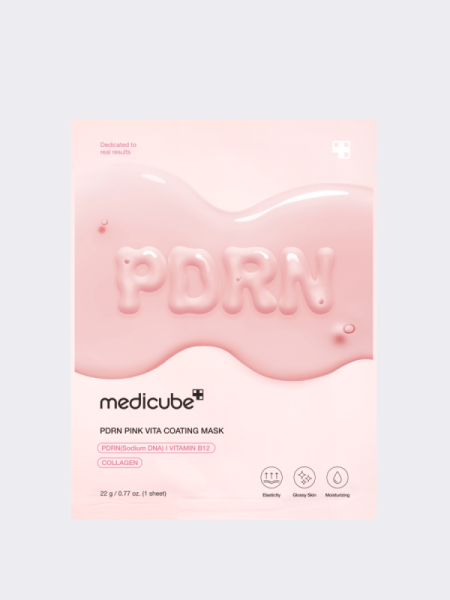 Укрепляющая тканевая маска с коллагеном и ПДРН Medicube PDRN Pink Vita Coating Mask