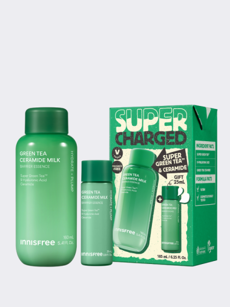 Набор: молочный тонер-эссенция с керамидами + миниатюра innisfree Green Tea Ceramide Milk Barrier Essence Set