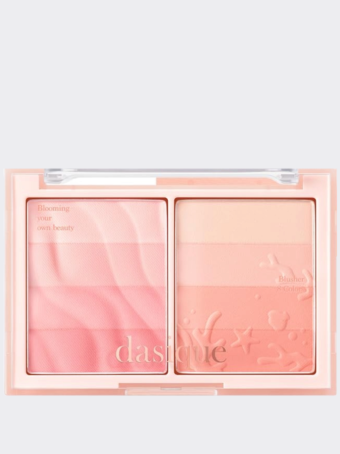 Двойная палетка спрессованных градиентных румян коралловых оттенках Dasique Blending Layer Cheek #01 Summer Coral