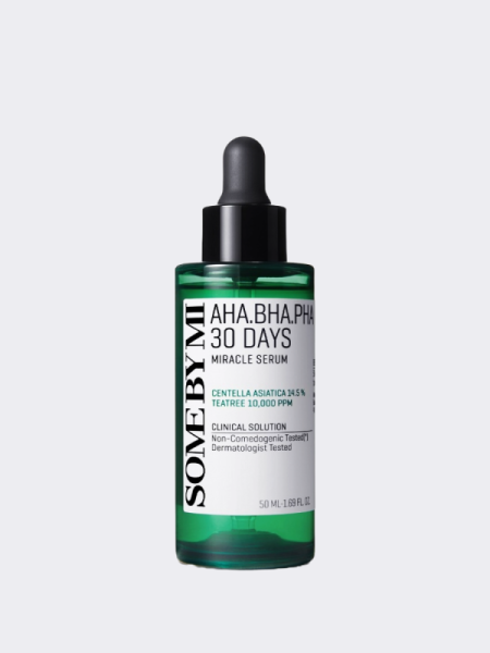 Успокаивающая сыворотка с тремя видами кислот и центеллой Some By Mi AHA BHA PHA 30 Days Miracle Serum Успокаивающая сыворотка с тремя видами кислот и центеллой Some By Mi AHA BHA PHA 30 Days Miracle Serum