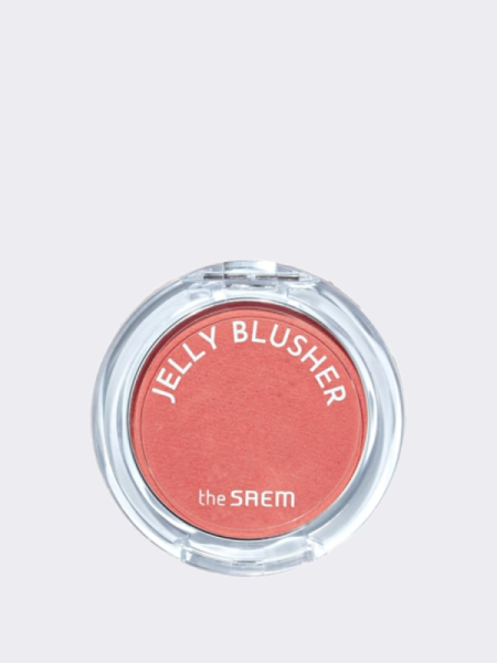 Мягкие румяна с сияющим финишем в персиковом оттенке The Saem Jelly Blusher CR01 Peach Crush