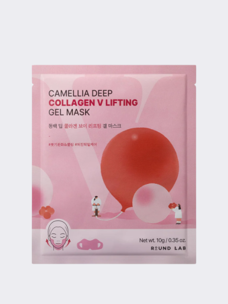 Лифтинг-маска для овала лица с экстрактом камелии и коллагеном Round Lab Camellia Deep Collagen V Lifting Gel Mask