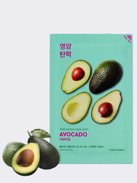 Смягчающая тканевая маска для лица с экстрактом авокадо Holika Holika Pure Essence Mask Sheet Avocado