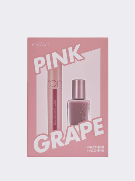 Набор для ногтей и губ в оттенке виноградной кожуры rom&nd Juicy Lasting Tint & Mood Pebble Nail Set 01 Pink Grape Набор для ногтей и губ в оттенке виноградной кожуры rom&nd Juicy Lasting Tint & Mood Pebble Nail Set 01 Pink Grape