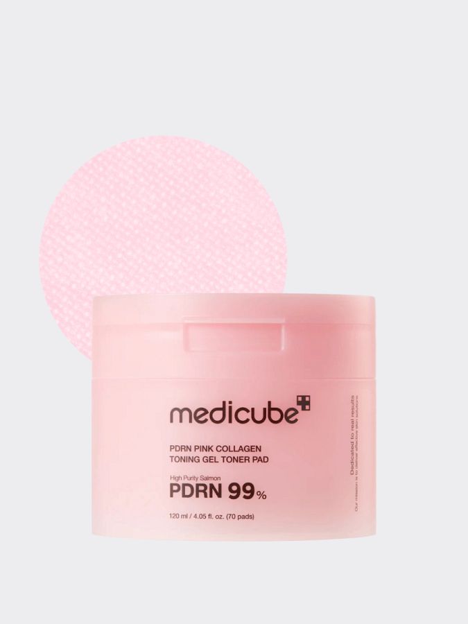 Укрепляющие гелевые тонер-диски с коллагеном и ПДРН Medicube PDRN Pink Collagen Toning Gel Toner Pad