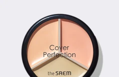 Палетка кремовых корректоров в светло-бежевых оттенках The Saem Cover Perfection Triple Pot Concealer 03 Correct Up Beige