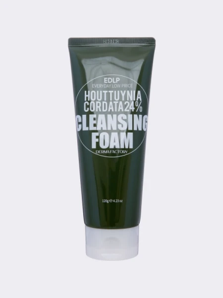 Пенка для умывания с экстрактом хауттюйнии Derma Factory Houttuynia Cordata 24% Cleansing Foam Пенка для умывания с экстрактом хауттюйнии Derma Factory Houttuynia Cordata 24% Cleansing Foam