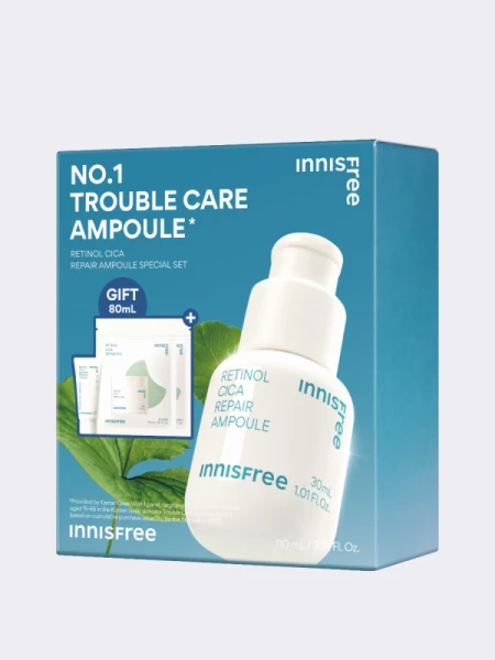 Набор для ухода за кожей с ретинолом и центеллой innisfree Retinol Cica Repair Ampoule Special Set Набор для ухода за кожей с ретинолом и центеллой innisfree Retinol Cica Repair Ampoule Special Set