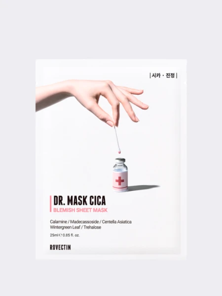 Восстанавливающая тканевая маска для лица ROVECTIN Skin Essentials Dr. Mask Cica Blemish Sheet Mask Восстанавливающая тканевая маска для лица ROVECTIN Skin Essentials Dr. Mask Cica Blemish Sheet Mask