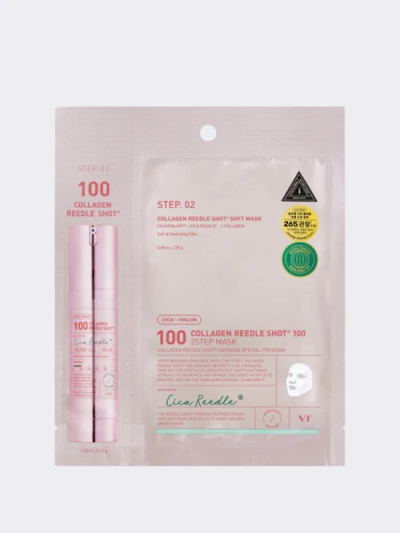 Тканевая укрепляющая маска со спикулами и коллагеном VT Collagen Reedle Shot 100 2step Mask Тканевая укрепляющая маска со спикулами и коллагеном VT Collagen Reedle Shot 100 2step Mask