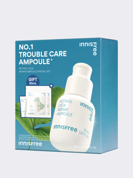 Набор для ухода за кожей с ретинолом и центеллой innisfree Retinol Cica Repair Ampoule Special Set Набор для ухода за кожей с ретинолом и центеллой innisfree Retinol Cica Repair Ampoule Special Set