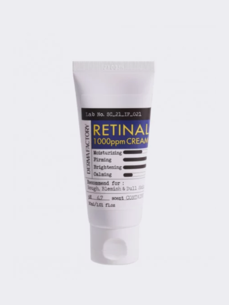 Интенсивный разглаживающий ночной крем для лица с ретиналем Derma Factory Retinal 1000ppm Cream Интенсивный разглаживающий ночной крем для лица с ретиналем Derma Factory Retinal 1000ppm Cream